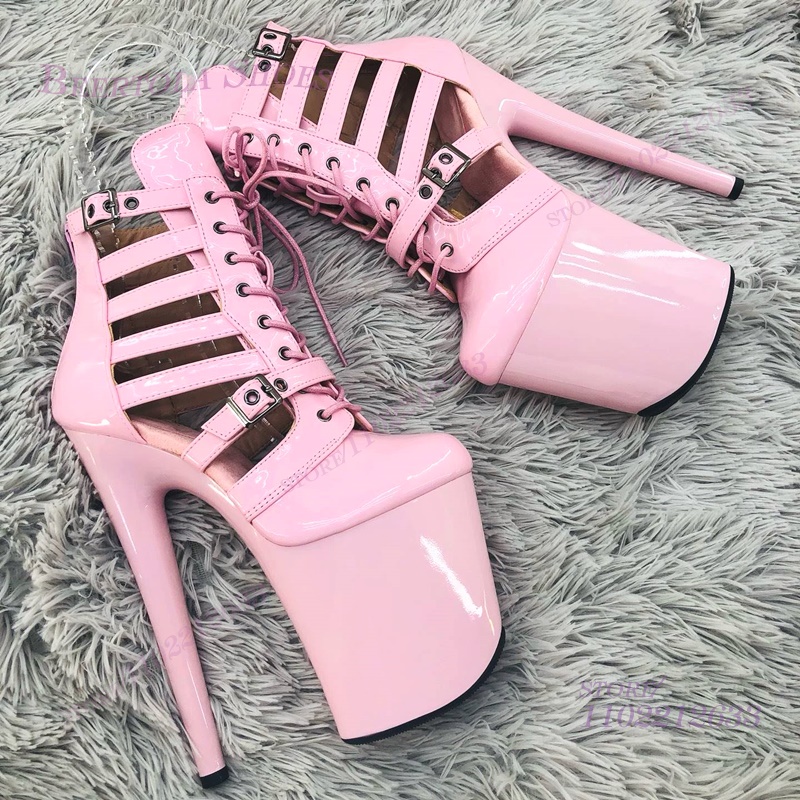 Pink Patent Leather Striped Ho - đánh giá và giá Women Shoes Zipper