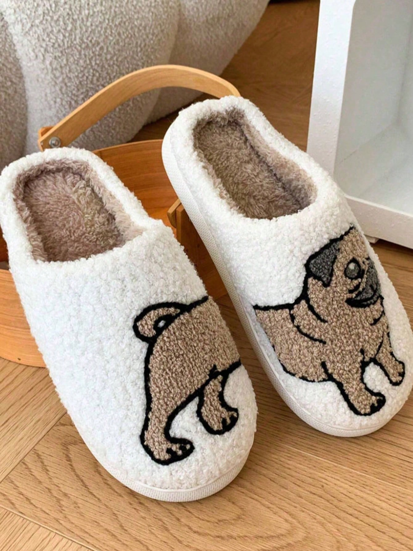 Couple Pug Embroidery Plush Sl - đánh giá và giá Women'S Shoes Cloud