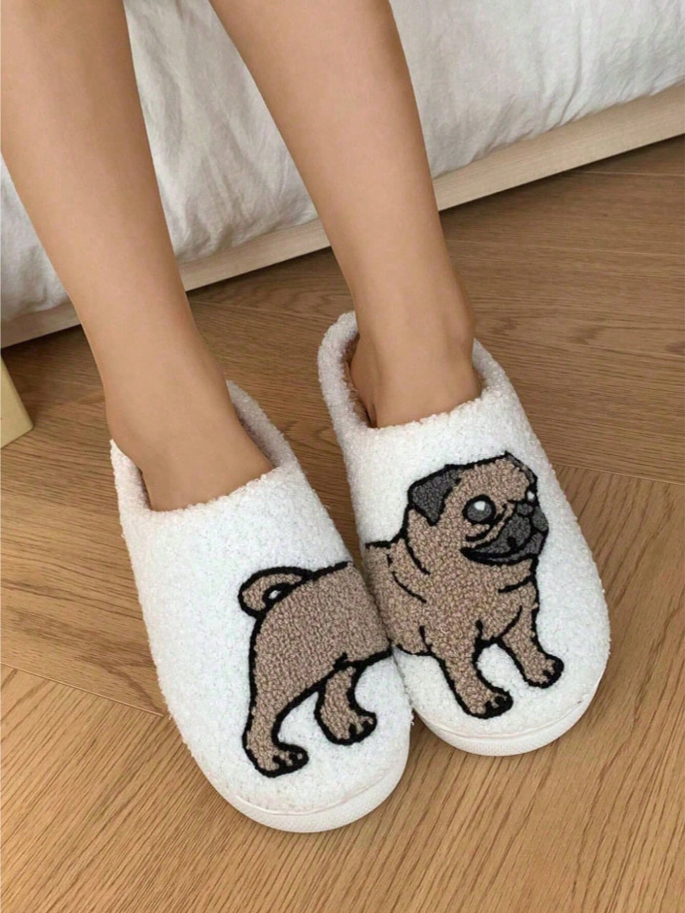 Couple Pug Embroidery Plush Sl - đánh giá và giá Women'S Shoes Cloud