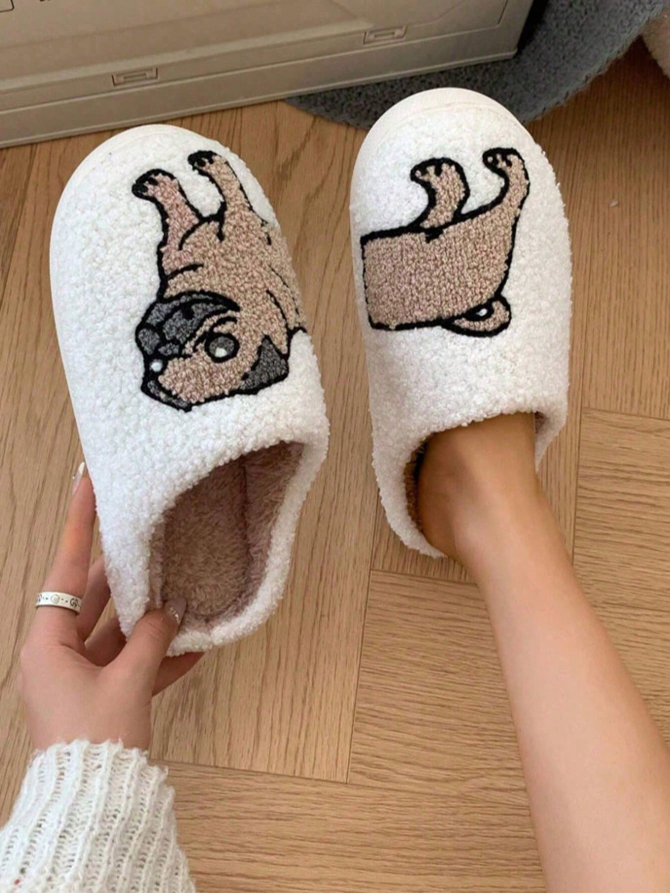 Couple Pug Embroidery Plush Sl - đánh giá và giá Women'S Shoes Cloud