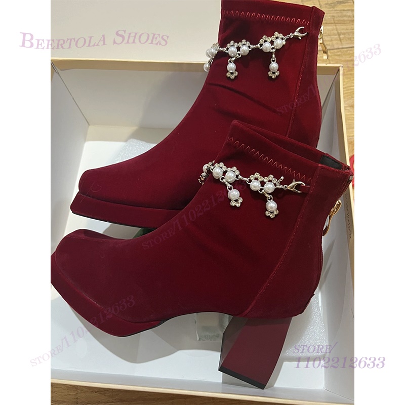 Dark Burgundy Velvet Ankle Tas - đánh giá và giá Women'S Shoes Burgundy
