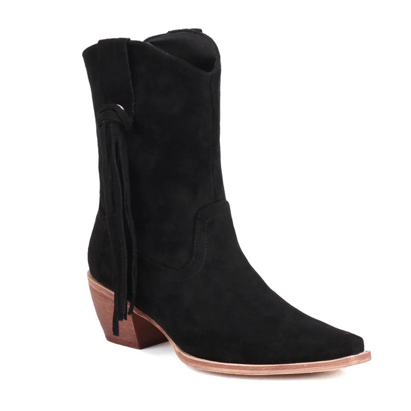 New Vintage Pointy Toe Horseha - đánh giá và giá Block Heel Ankle Boots