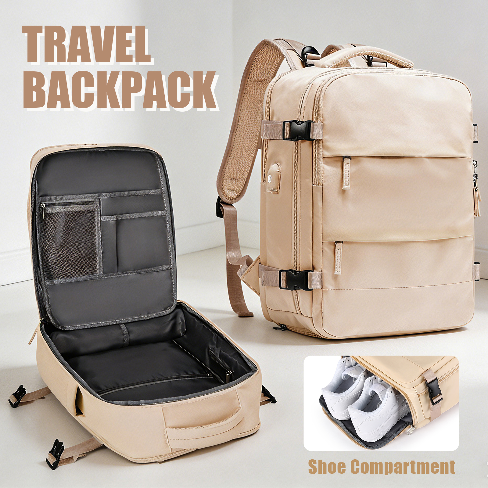 Large Travel Backpack for Men  - đánh giá và giá Women Shoes Zipper